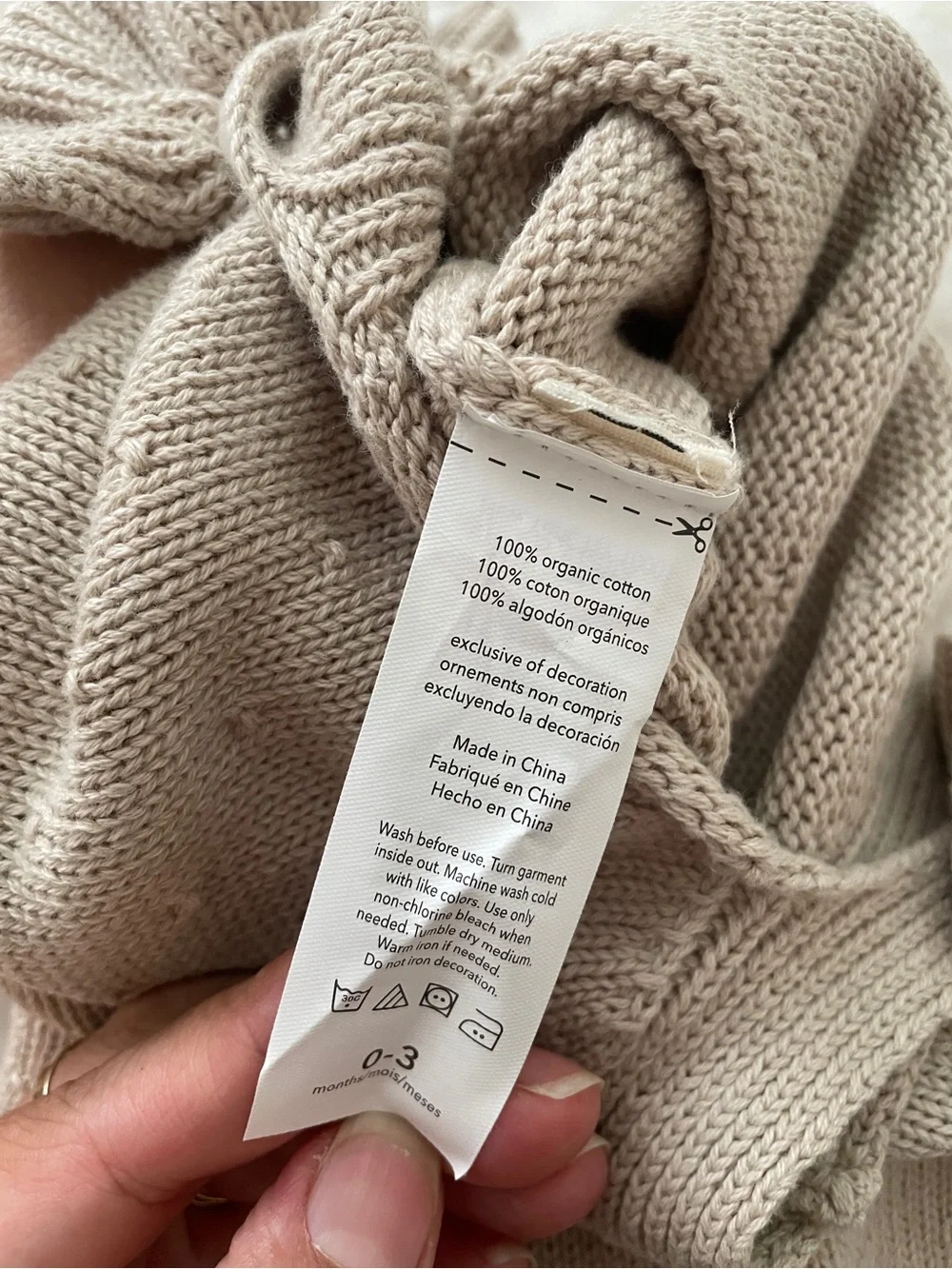 Beige Knit Baby Romper with Ruffle Straps, Baby 0-3M